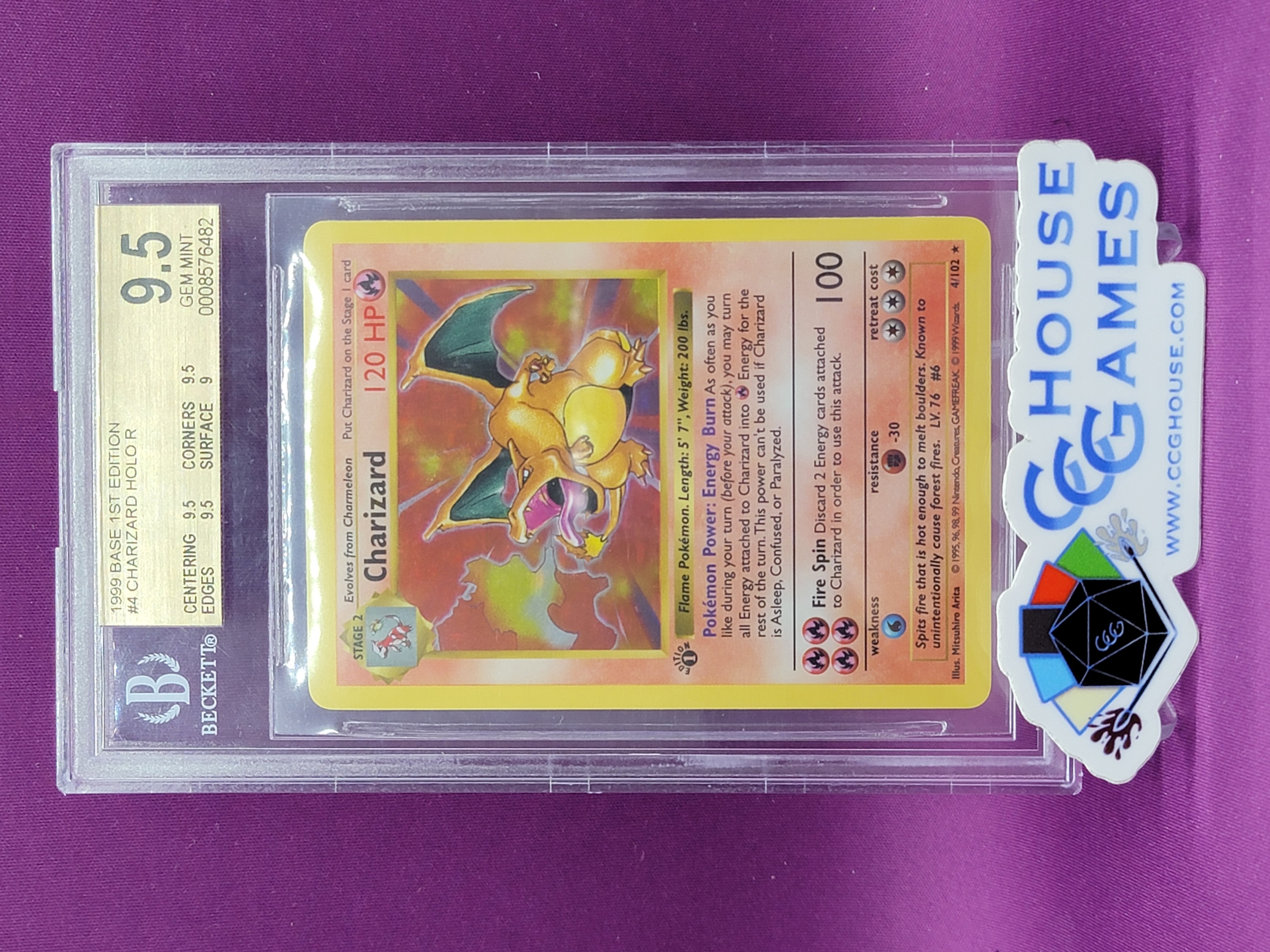 Charizard (Base Set 1st Ed Shadowless) - BGS GEM MINT 9.5 MTG